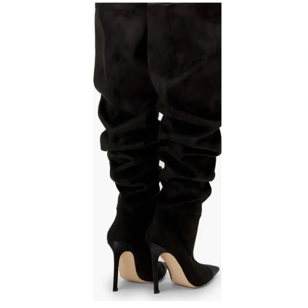 Good American Women's Over the Knee Slouch Boot Black Stiletto NEW Sz 7.5